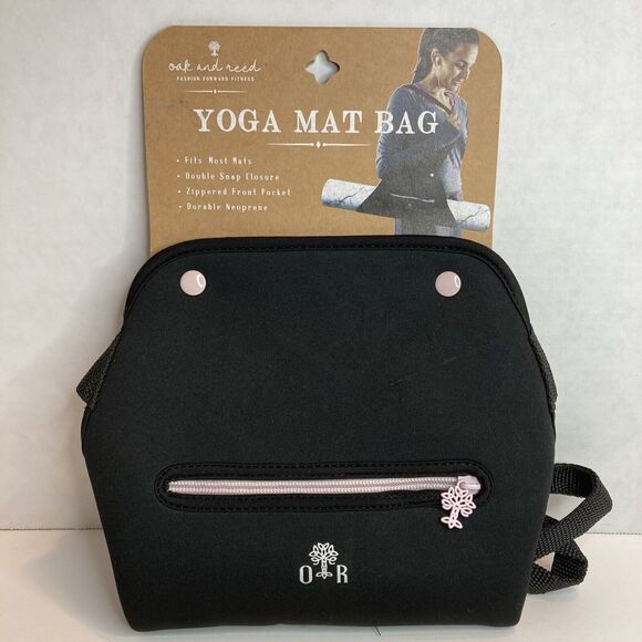 Oak Reed Yoga Mat Bag Black Neoprene Fits Most Mats Zippered Double Snap - Picture 6 of 6